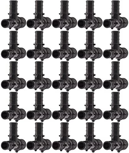 SharkBite 3/4 Inchx 1/2 Inch x 1/2 Inch Poly Crimp Reducing Tee, Pack of 25, PEX Pipe, PE-RT, UP454
