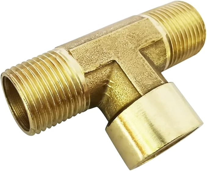 Brass Pipe Fitting Street Tee BSP Thread 3 ways Connector 1/4" Male x 1/4" Female x 1/4" Male, Pack of 2