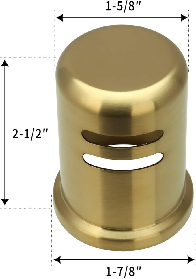 Akicon Brushed Gold Brass Finish Kitchen Dishwasher Air Gap Cap, Air Gap Cover for Replacement