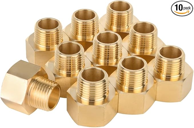 EFIELD Brass Fittings, Male Pipe x Female Pipe Reducer Adapter (1/2" Male x 3/4" Female, 10),(NPT037),(NPT037)