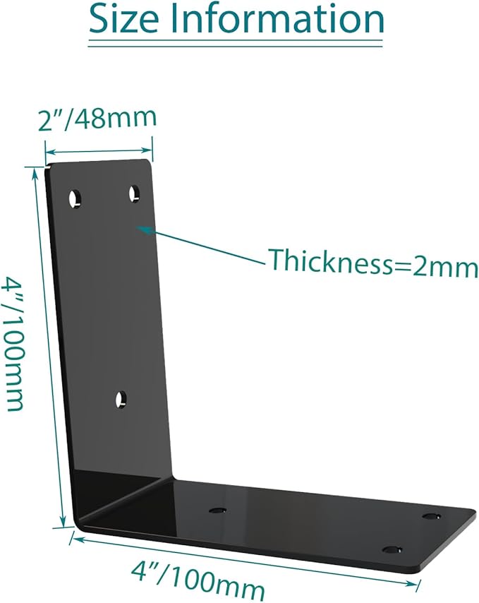 L Bracket,Raised Garden Bed Corner Brackets,Heavy Duty Corner Brace,Stainless Steel Shelf Bracket,Black Large Angle Brackets, Metal Iron Bracket for Wood Aufuga (Black_4x4x2inch, 20pcs)