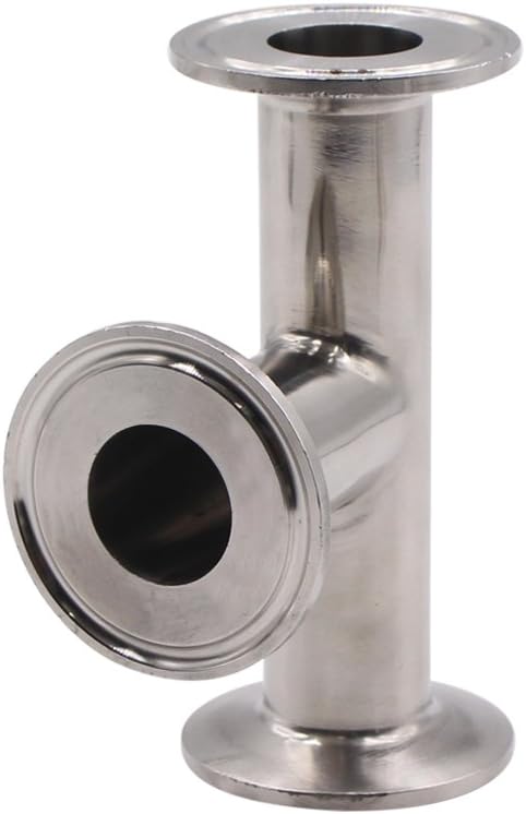 DERNORD Clamp Tee 3 Way Stainless Steel 304 Sanitary Fitting Fits 1.5" Tri-clamp, 25mm Pipe OD