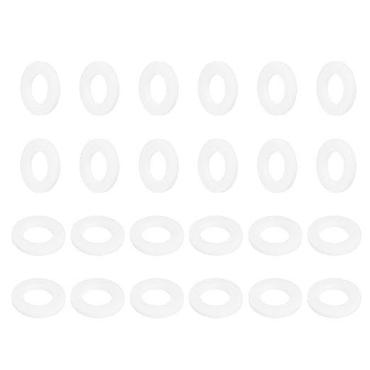 MECCANIXITY PTFE Flat Washers, 24Pack 18mm OD 10mm ID 2mm Thick Sealing Spacer Gasket Ring for Faucet Pipe Hose Bolt Machinery, White