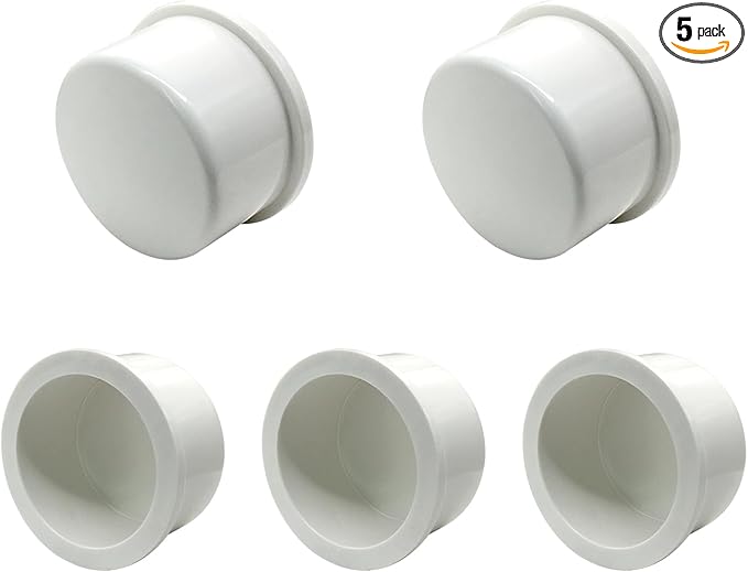 5PCS 1-1/2 Inch PVC Pipe End Cap Plug Adapter Pipe Fittings Slip Schedule(SCH) 40 for DIY Garden Shelf Home Industrial