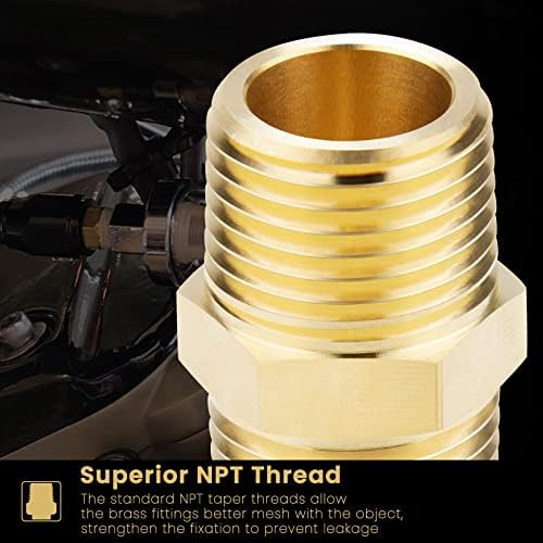 KOOTANS 1/2 NPT x 1/2 NPT Male Solid Brass Hex Nipples,4 PACK