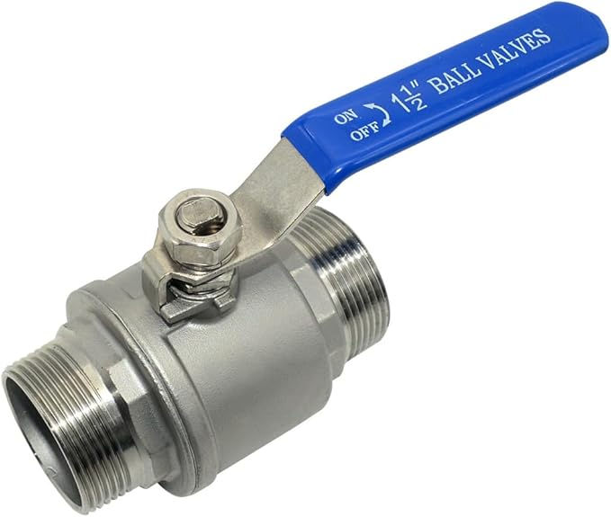 1Pcs 1-1/2'' Ball Valve, Heavy Duty Male NPT (MNPT) X Male NPT (MNPT) Thread with Long Handle Switch, Stainless Steel NPT Full Port Forged 1" Ball Valve for Water Oil and Gas, 1000 WOG