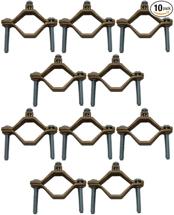 COREX 1-1/4" to 2" Bronze Water Pipe Ground Clamp - High Conductivity Grounding Clamp Conduit Fitting - 10 Pack