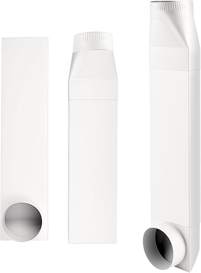 Adjustable Periscope Dryer Vent 23-43", Upgraded 304 Stainless Steel Telescoping Dryer Vent Connector Kit for 4 in Outlet Tight Space Slim Flat Exhaust Duct Pipe Hose Replacement Vents(White)