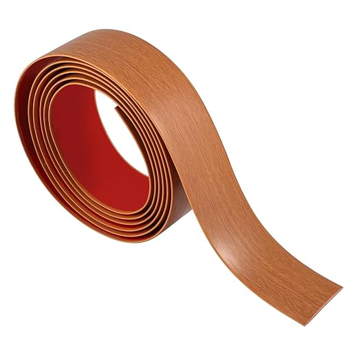 8Ft Floor Transition Strip, 2in Wide Self Adhesive Vinyl Threshold Strip for Joining Floor Gaps Wood Grain Design Tap (Teak Dark Brown)