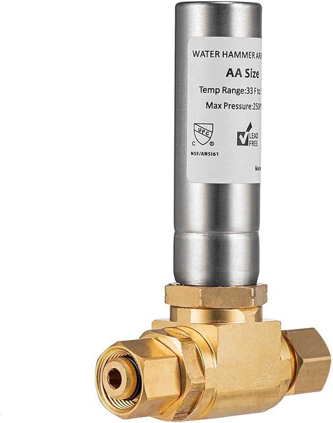(1 Pack) Lidertik Water Hammer Arrestor for Dishwasher and Toilet 3/8 Inch Male Compression and 3/8 Inch Female Compression, Absorb Shock and Reduce Noise for Water Pipe