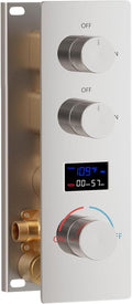 Concealed Mount Brass Shower Valve, Digital Temperature Display, Flow Control Mixing Valve, 2 Function, Chrome