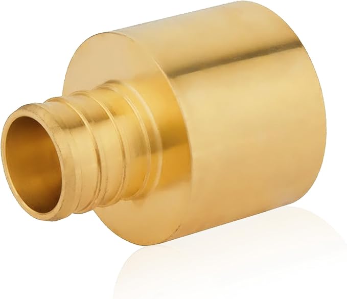 100-Pack HeSun PEX Fittings, 3/4" PEX x 1" Female Sweat Adapter (Over Copper Tube), Brass Crimp Fitting for ASTM F1807(PEX1807135-100)