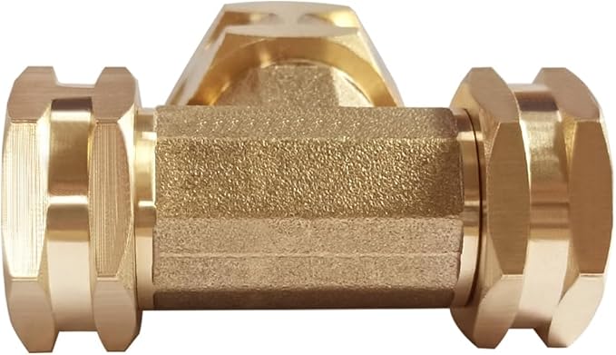 Joywayus 3/4" GHT Female × 3/4" GHT Female × 3/4" GHT Female Threaded Brass Swivel Pipe Fitting Tee T 3-Way Adapter