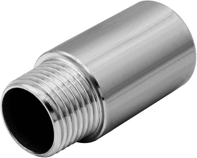 Stainless Steel Pipe Fitting 1/2" NPT Male x 1/2" NPT Female Thread Nipple Cast Pipe 2"（50mm) Length 2PCS