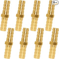 8PCS Brass 1/4"OD Barb Splicer Mender Hose Barb Fitting Straight 2-Way Union Garden Hose Repair Fittings for Water/Oil/Gas