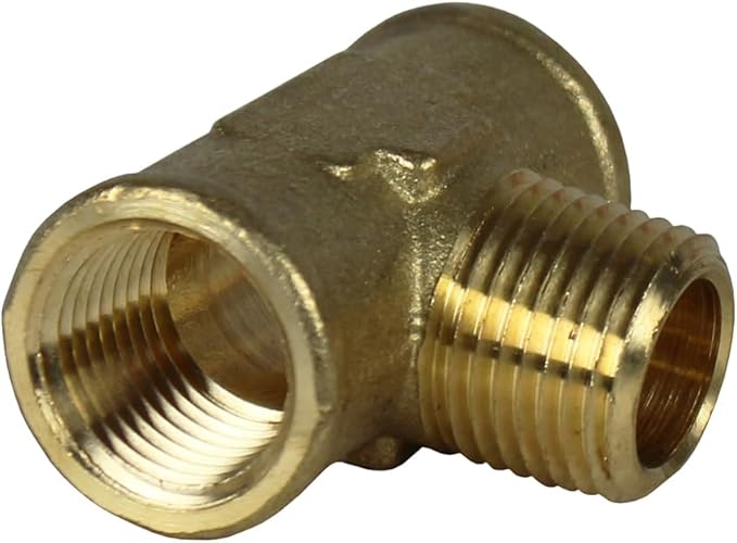 Male Branch Tee 1/2" Male NPT x 1/2" Female NPT Brass Union Tee Pipe Connector