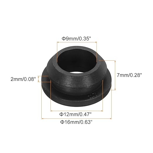 MECCANIXITY 20Pcs Snap Rubber Grommet Plug Mount Dia 12mm ID 9mm Narrow Groove Width 2mm Seal Anti-Scratch for Electrical Box Cable Pipes Black