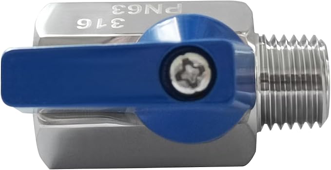 316 Stainless Steel Mini Ball Valve 1/4" NPT Male x Female Thread Shut Off Valve for Water,Oil and Gas (Pack of 2)