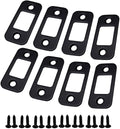 QCAA Solid Brass Deadbolt Strike Plate, Door Backplate, Round Corner, 1" x2-1/4", Matte Black, 8 Pack, Made in Taiwan