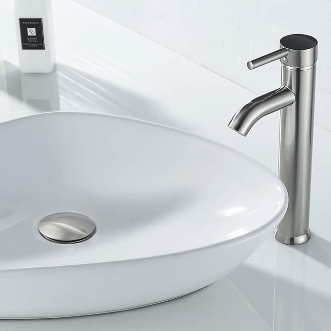 Bathroom Sink Drain Without Overflow Vessel Sink Lavatory Vanity Pop Up Drain Stopper, Brushed Nickel