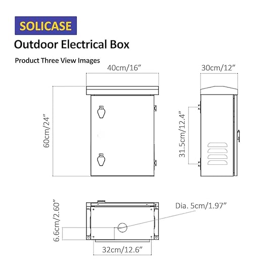 Outdoor Galvanized Electrical Enclosure Box, 24 * 16 * 12 inches IP Weatherproof Floor-Standing Electrical Cabinet…