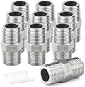 TAISHER 10PCS 304 SS New Hex Nipple,1/2" NPT Male, Pipe Adapter Fitting