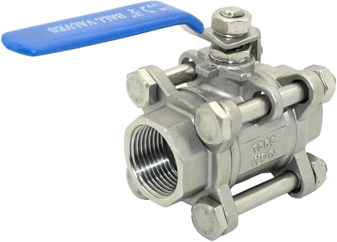 Ball Valve NPT Thread - Stainless Steel 304 Female 3-Piece Full Port(3/4'')