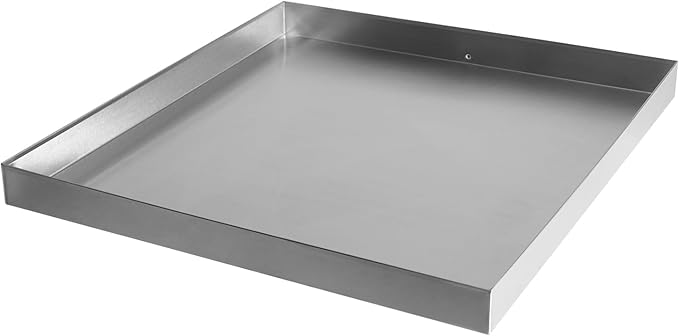 28 X 30 X 2.5 Inch Washing Machine Drain Pan with Hole, 304 Stainless Steel Under Washer Machine Drip Pan with Hose Adapter, Drain Pan for Washer Dishwasher HVAC Dryer Water Heater