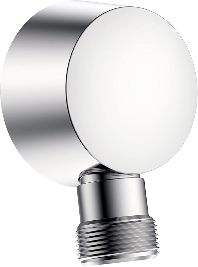 Solid Brass Round Wall Supply Elbow, Check Valve Included - Polished Chrome