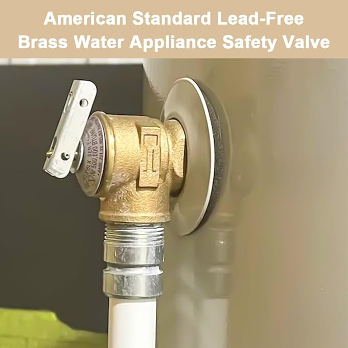 150PSI Temperature and Pressure Relief Valve 3/4" NPT Threaded, Push to Connect Brass Plumbing Fittings, Copper