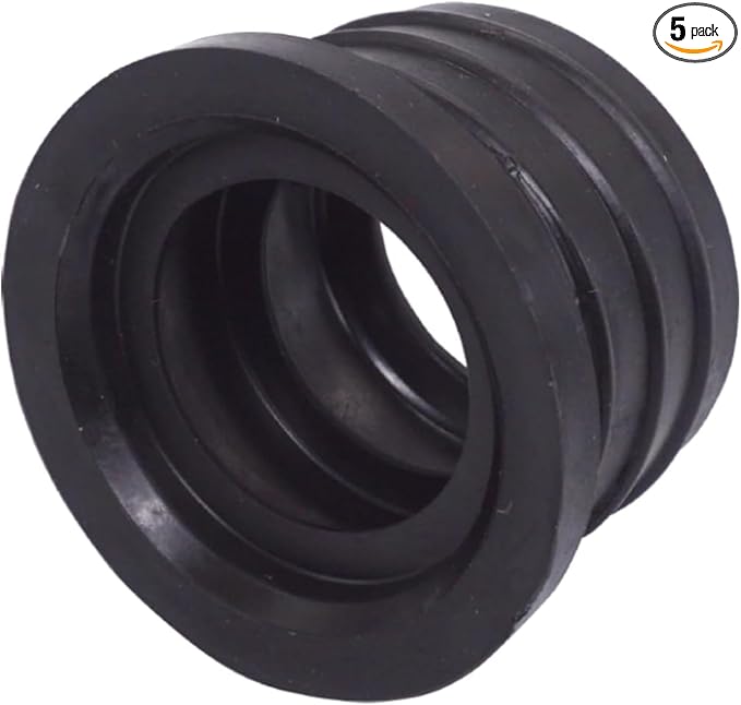 (Pack of 5) Black Rubber Sleeve for Drain Pipe, 1.57" x 1.26" (40 x 32 mm) Pipe Connector, Adaptor, and Reducer