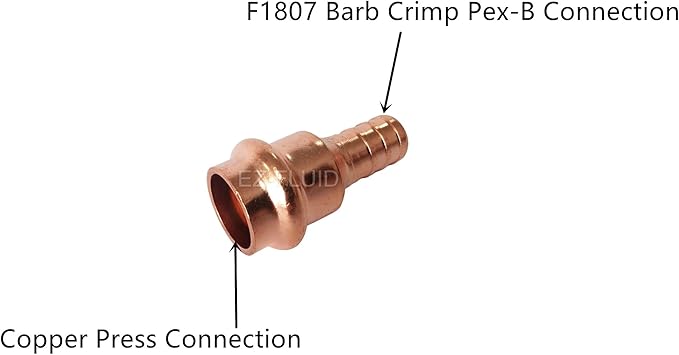 (4 Pack) EZ-FLUID Plumbing 1/2" PEX x Press LF Copper Propress Adapter Pressure Copper Fitting F1807 Barb Crimp Pex-B x Press Coupling Connector for Residential,Commercial