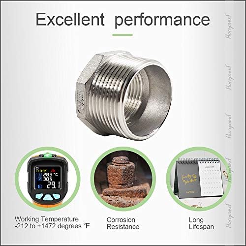 Reducing Bushing Pipe Adapter 1-1/4 MIP x 1 FIP, 304 SS，1 Pc