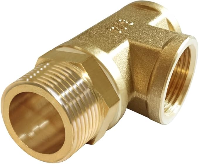 Joywayus Brass Tee Pipe Fitting Barstock 3 Way 3/4" NPT Female x 3/4" NPT Female x 3/4" NPT Male Hose Fitting