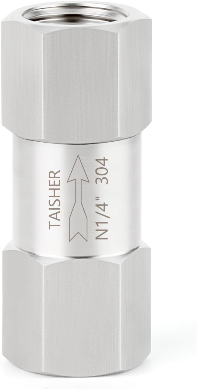TAISHER 1PCS 304 Stainless Steel 1/4" NPT Female Check Valve,Backflow Prevention,One Way Non-Return Check Valves