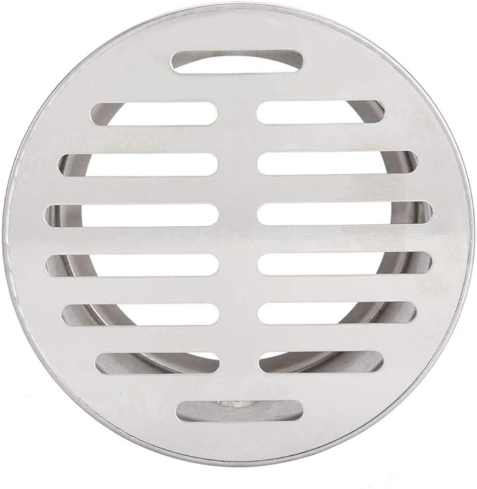Floor Drain Cover, Stainless Steel Round Anti Blocking Round Grate Cover, Balcony Snap-in Drain Drain Strainers for Bathroom, Kitchen, Washroom, Patios(110 Flat Mouth)