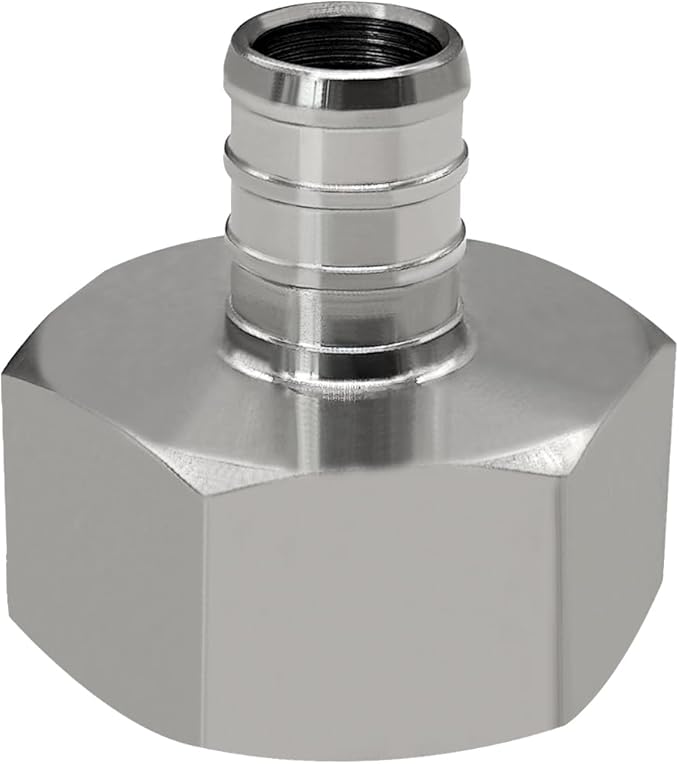 Barb Crimp PEX 1/2" x 1/4" NPT Female Thread Adapter Stainless Steel Crimp Fitting (Pack of 2)