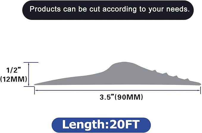 ToLanbbt 20Ft/6.1M Universal Garage Threshold Seal Strip with 300ml Black Adhesives, Garage Door Bottom Weatherproof Strip Rubber DIY Weather Stripping Replacement (Grey)