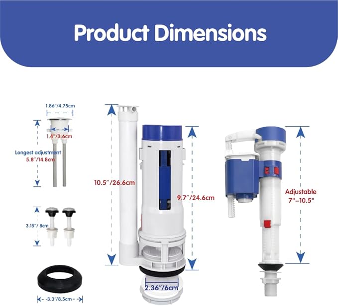 2-Inch Dual Flush Valve Replacement Kit - Easy Installation & Leak-Free Seal for Most 2-Piece Toilets