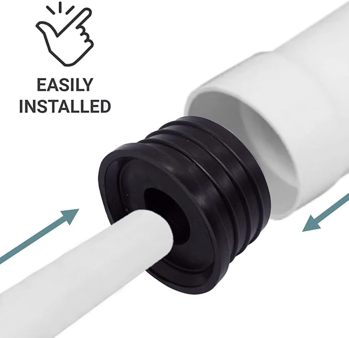 (Pack of 5) Black Rubber Sleeve for Drain Pipe, 1.57" x 1.26" (50 x 32 mm) Pipe Connector, Adaptor, and Reducer
