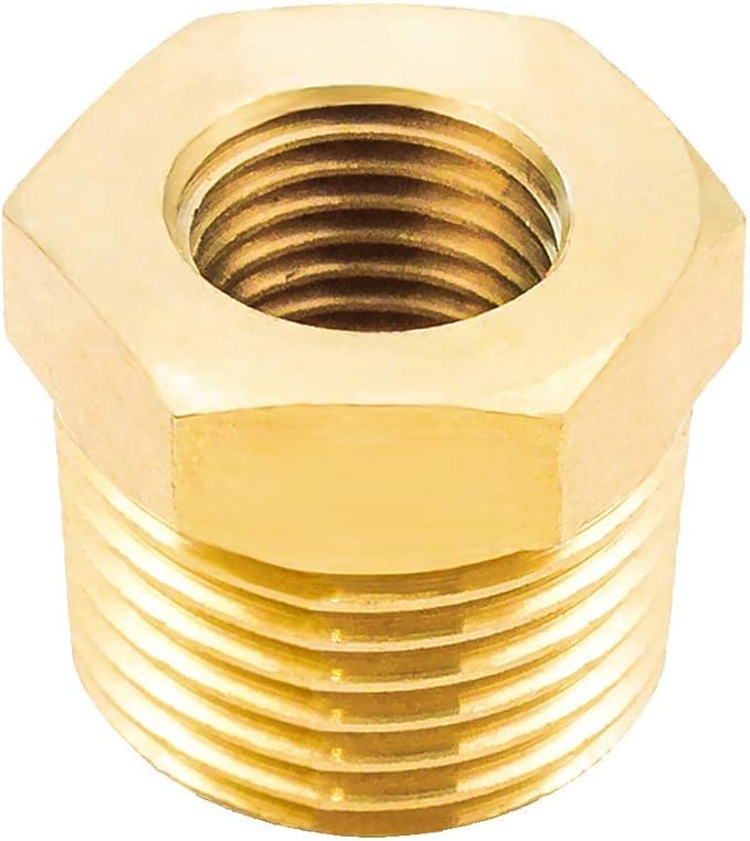 Joywayus Brass Reducing Hex Bushing 3/4" NPT Male to 3/8" NPT Female Pipe Fitting Reducer Adapter(Pack of 5)