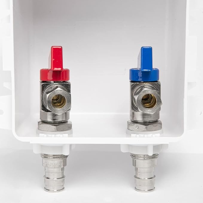 EFIELD Pex Pre-assembled Faucet Outlet Box, 1/2-Inch Pex-A Expansion F1960 Inlet with Installed 1/4-Turn Ball Valve For Hot & Cold Water Supply, Chrome Plate,(FC002)