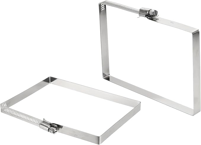 uxcell 2Pcs 304 Stainless Steel Rectangular Hose Clamp, Adjustable 5.9 x 3.9 Inch Square Worm Gear Duct Pipe Tube Clamps for Ducting Bracket Cable Tray Bridge Project Systems, Silver
