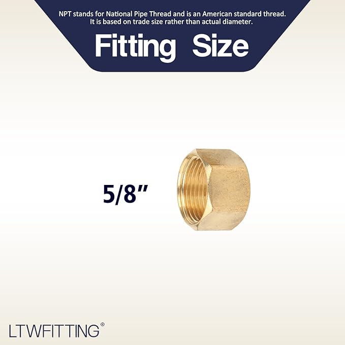 LTWFITTING 5/8-Inch Brass Compression Nut,Brass Compression Fitting(Pack of 25)