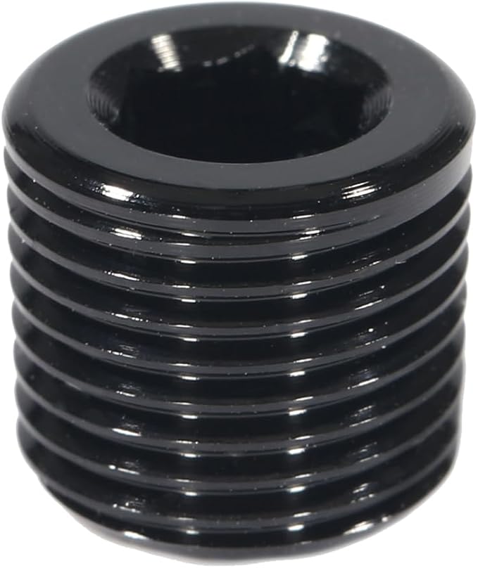 1/8 NPT Male Thread Allen Head Socket Pipe Plug Fitting Aluminum Black（2pcs）