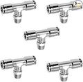 Beduan Push to Connect Tube Fitting Union Tee, Copper Nickle-Plated 1/4" Tube OD x 1/4" NPT Male Thread Shaped Union Adapter Fitting (Pack of 5)