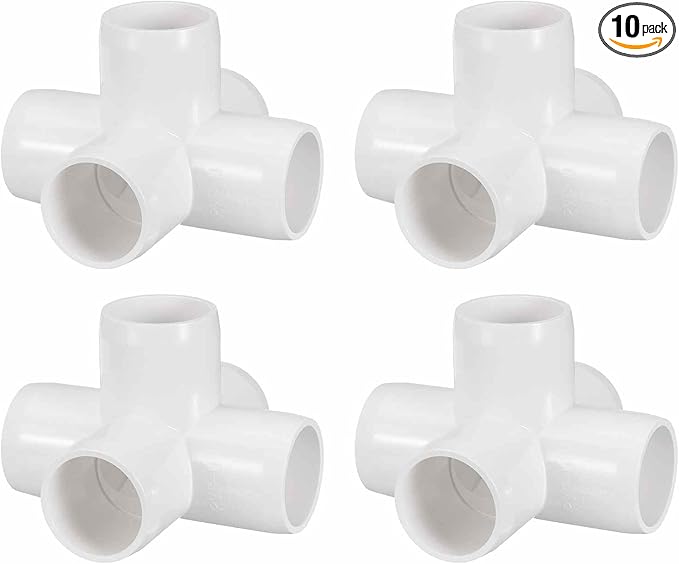 10Pcs 3/4" Elbow PVC Fitting, SCH40 5-Way Cross Furniture Grade PVC Pipe Fitting, DIY Corner Elbow Connector for Building Furniture, Greenhouse Frame Connection, Socket x Socket
