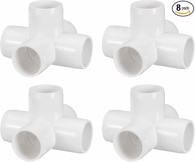 8Pcs 3/4" Elbow PVC Fitting, SCH40 5-Way Cross Furniture Grade PVC Pipe Fitting, DIY Corner Elbow Connector for Building Furniture, Greenhouse Frame Connection, Socket x Socket