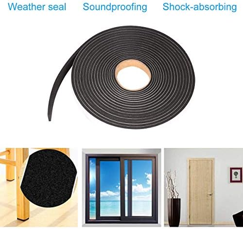 Seal Foam Tape,1/2 Inch W x 1/8 Inch T Weather Stripping for Door and Window,High Density Single Sided Closed Cell Door Insulation Weather Strip, 6 Rolls Total 98FT Black