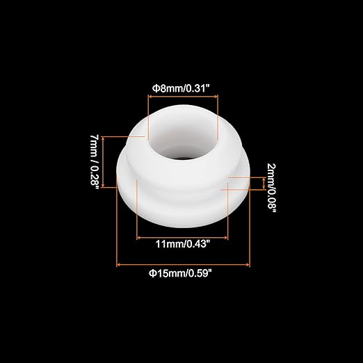 MECCANIXITY 20Pcs Snap Silicone Rubber Grommet Plug Mount Dia 11mm ID 8mm Narrow Groove Width 2mm Seal Anti-Scratch Sleeves for Electrical Box Cable Pipes White